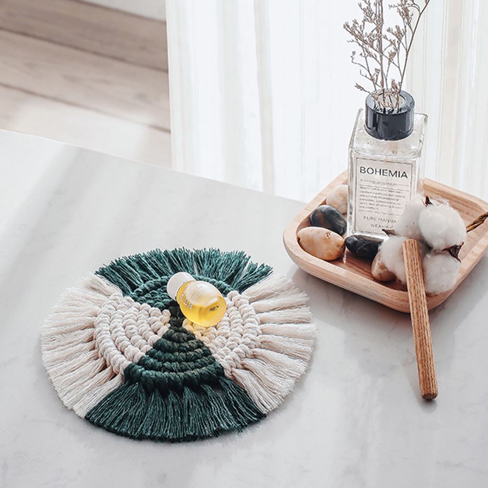 Napperon en macramé du nord de l'europe, nappe bohème, pur fait à la main, tapis de Table en coton tressé, tapis isolants antidérapants pour la cuisine