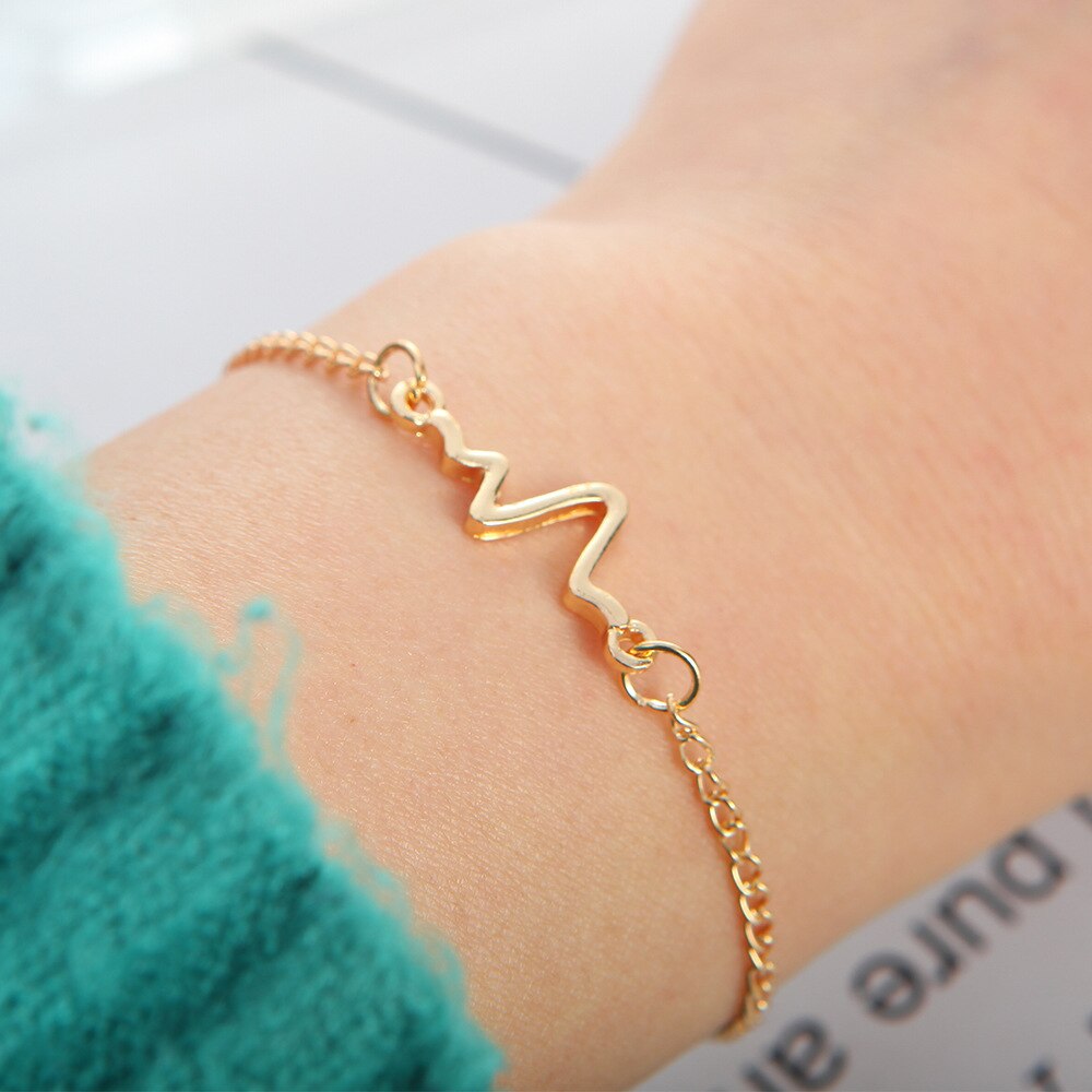 neue Koreanische Heißer Einfache Wellen EKG Herz Bewertung Blitz Charme Armbänder Für Frauen & Männer Schmuck Sommer Stil Strand