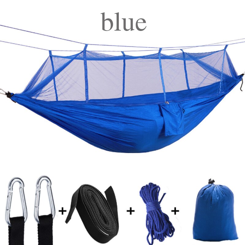 1-2 Person Outdoor Mosquito Net Parachute Hammock Camping Hanging Sleeping Bed Swing Portable Double Chair Army Green: A