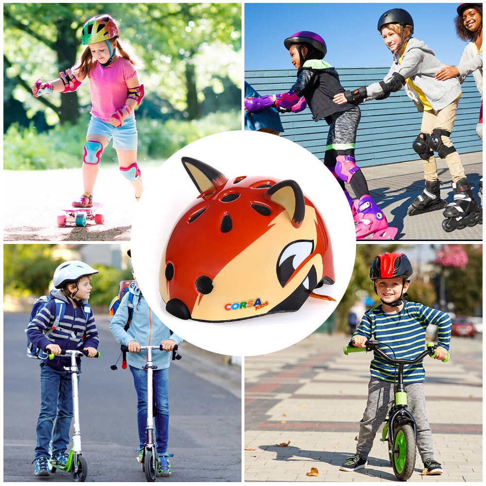 Lixada niños casco de bicicleta de dibujos animados lindo casco ciclismo para niños de la ciudad de bicicleta de carretera de pelo para niños niñas deportes al aire libre de Patinaje