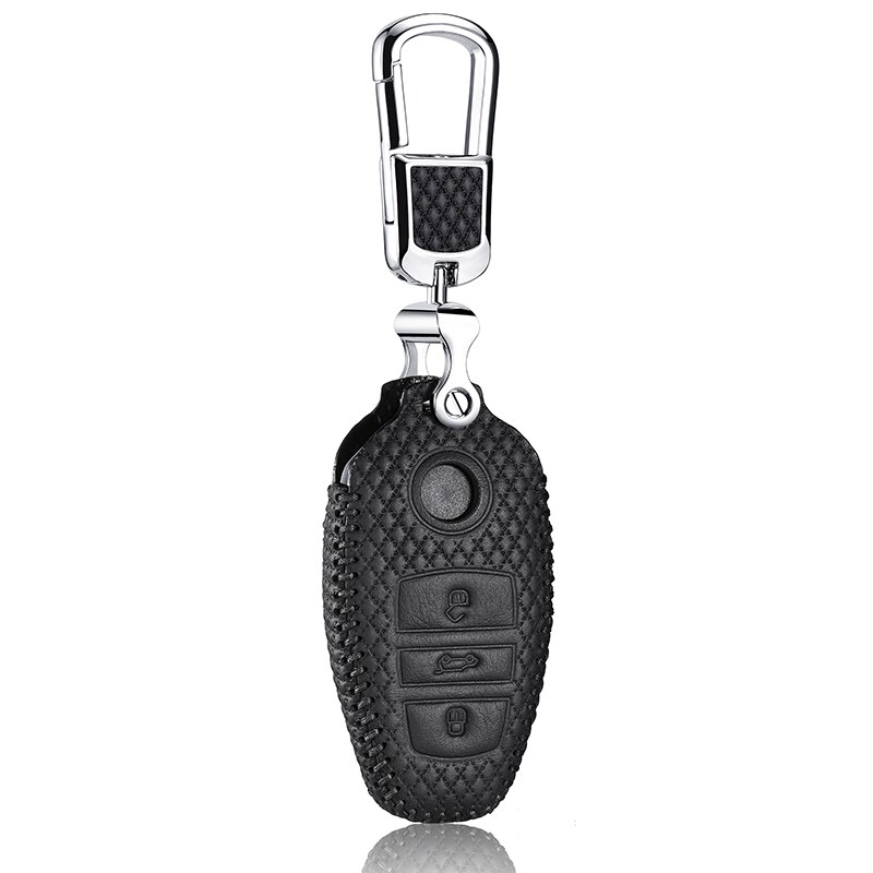 Luckeasy Key Cover Voor Vw Touareg Autosleutel Geval Lederen Houder Afstandsbediening Voor Volkswagen Sleutel 4-dz3: black line type 1