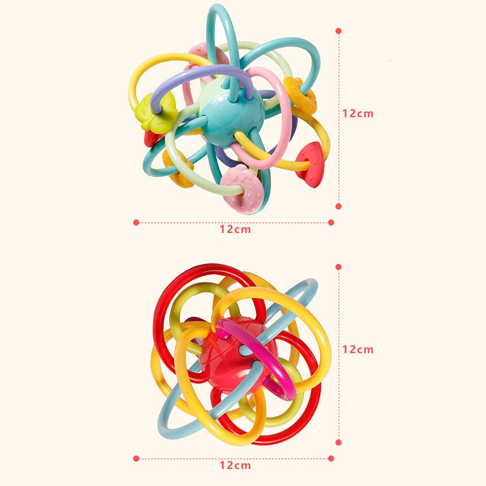 Baby Teether Hand Grasping Ball Soft Early Education Handbell Toys Molar Ball Puzzle Toy Rattle Resistance-Bite Handbell Appease