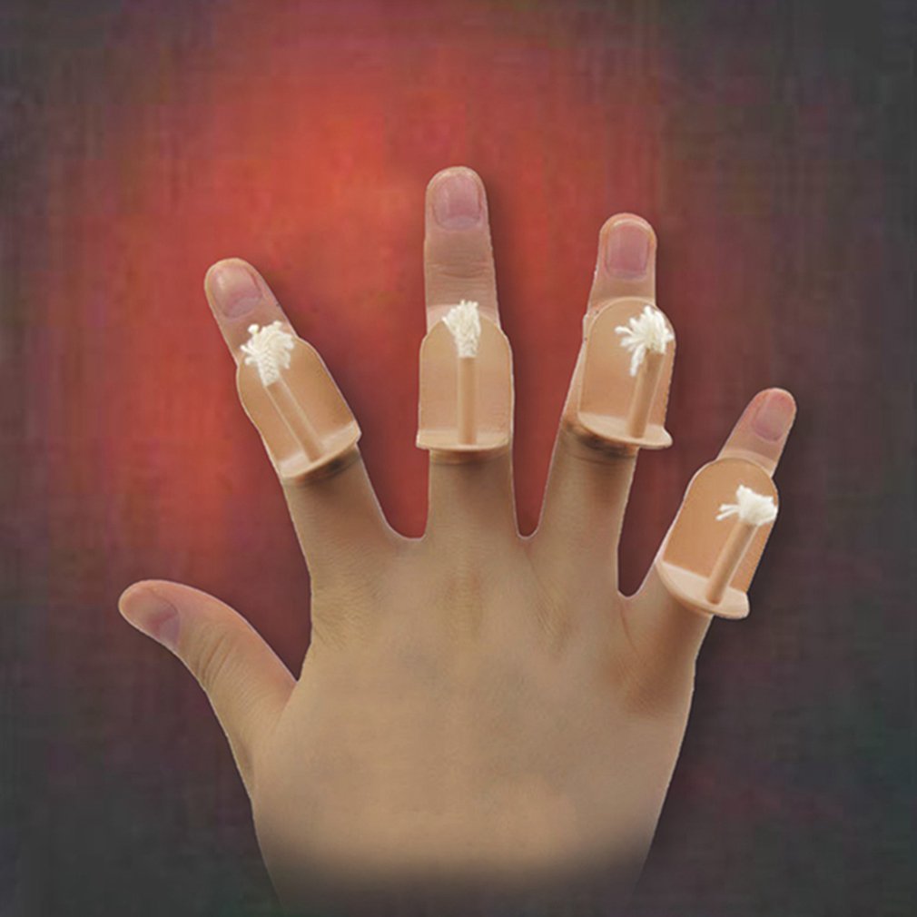 4pz impostato di Punta Delle Dita Il Fuoco Si Fuoco Dito Automatico Punta Delle Dita Fuoco Puntelli Magici Fuoco Unghie Magia Della Fase Puntelli