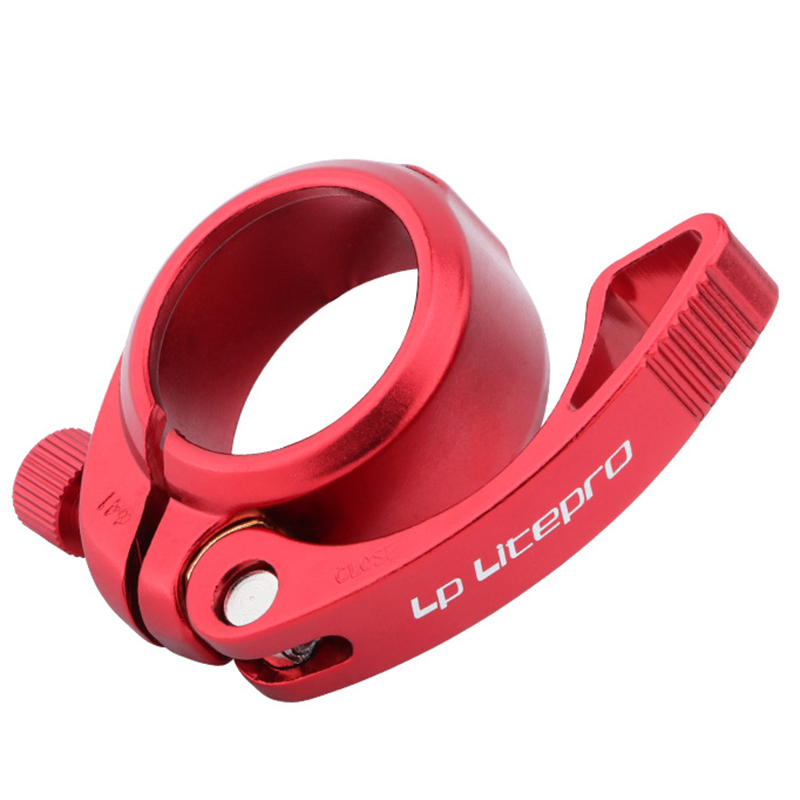 41Mm Fiets Zadelpen Klem Zadel Buis Quick Release Aluminium Vouwfiets Seat Klemmen Qr Voor 33.9Mm Zetel post Jc: Rood