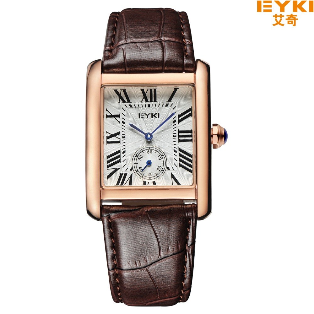 Eyki Brand Couple Tables Lovers Watch Formal Leather Strap Square Dial Waterproof Quartz Watch Women Clock Wrist Watches For Men