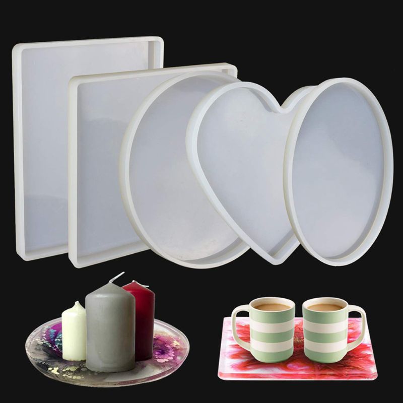 Silicone Resin Molds - Round, Square, Heart, Oval Shapes - Jewelry Making Tools Kit