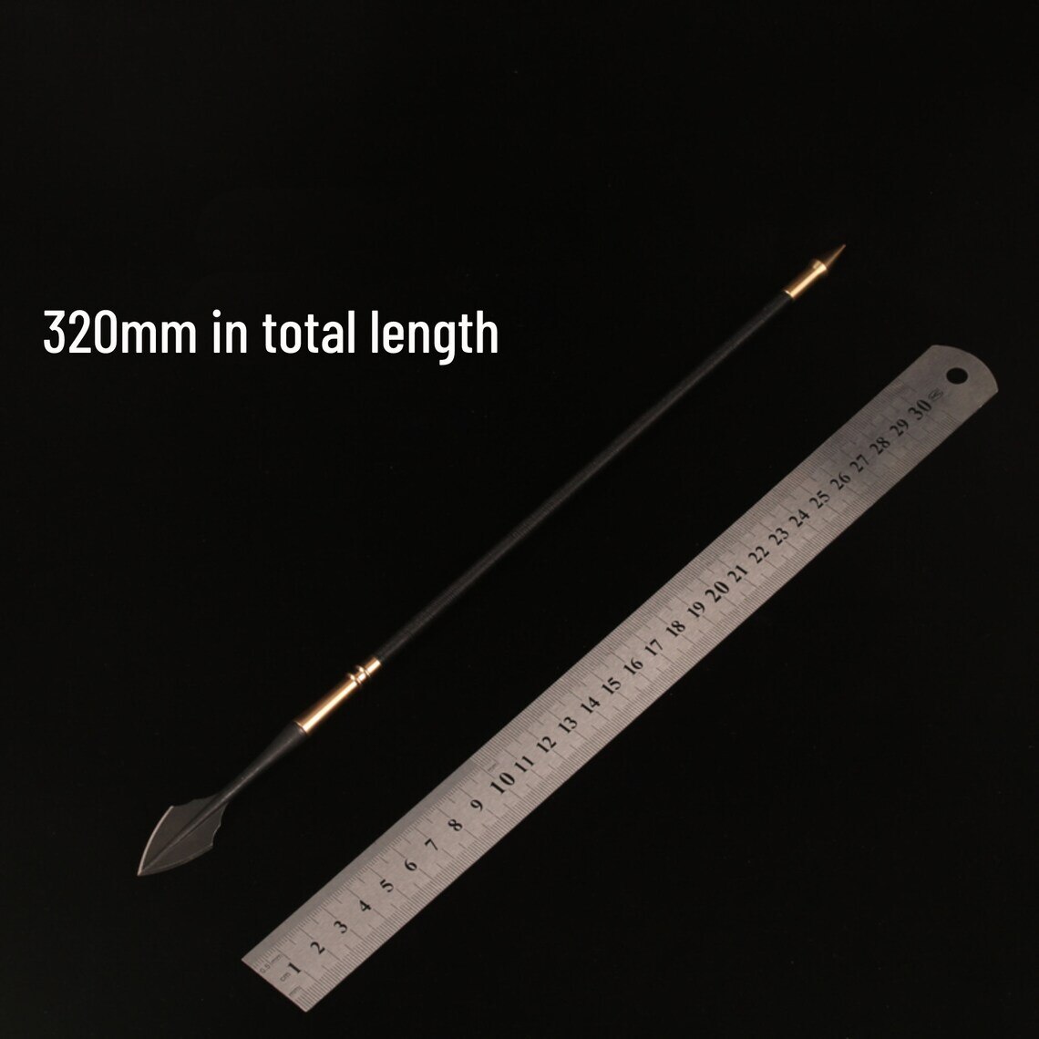 1/6 Scale Miniature Indian Holding Spear, Spartan Spear, #55 Steel Spearhead, Brass Handle with Tie rope