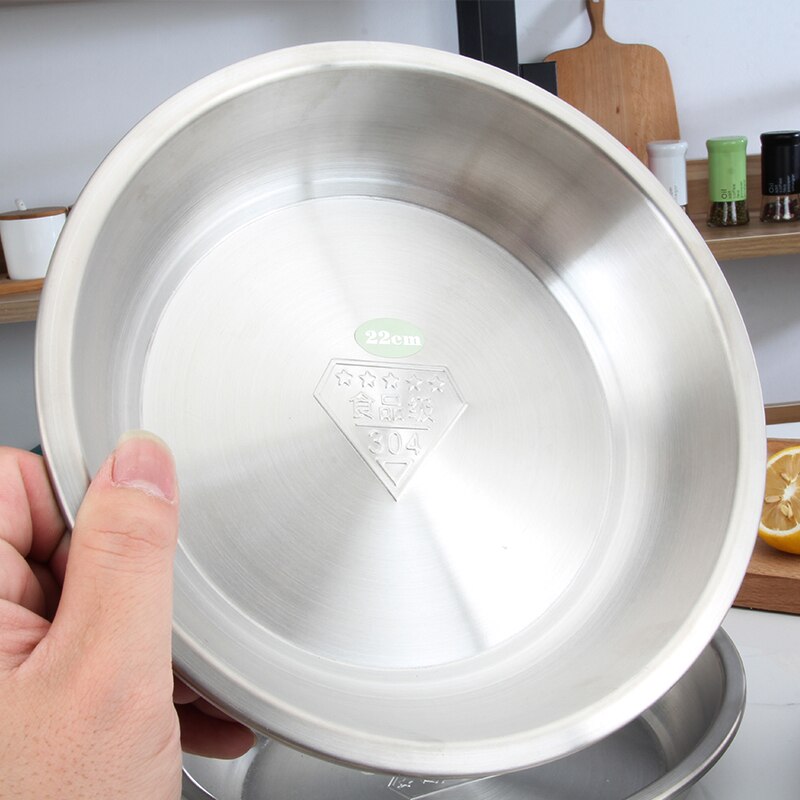 Food grade thick 304 Stainless Steel Seasoning Dish Plate Round Sauce Ketch Rice Container Kitchen Picnic plates dinner plates