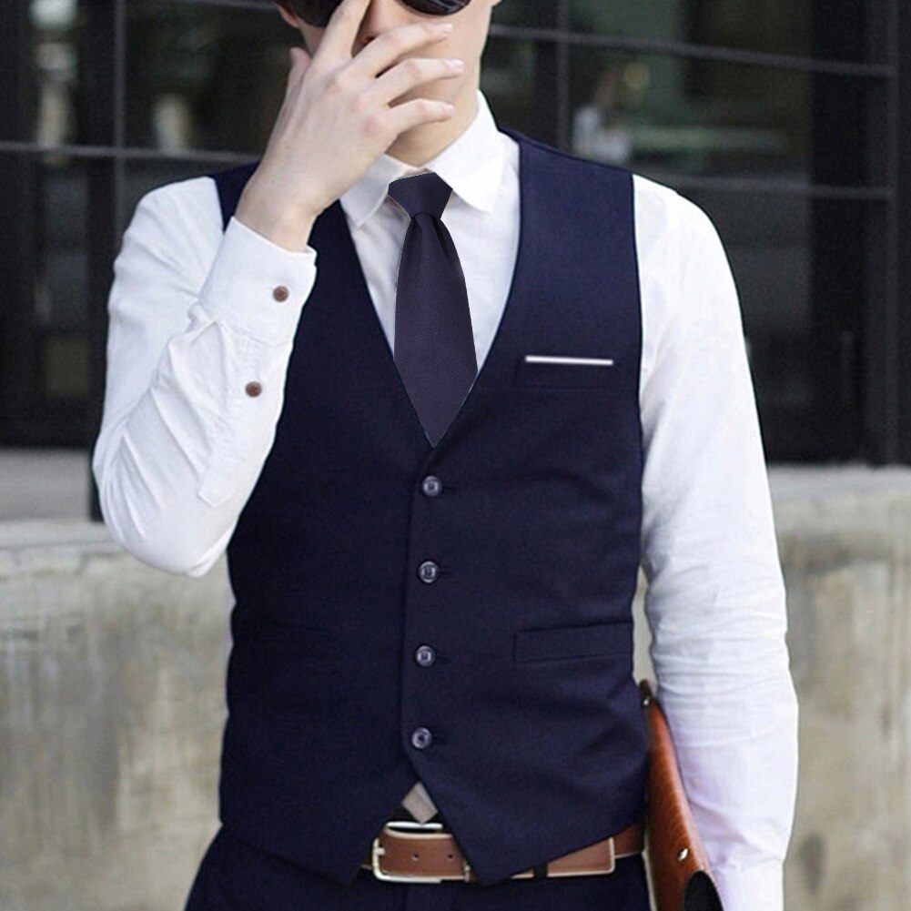 Heren formeel zakelijk vest pak slim fit smoking casual jurk jas gilet