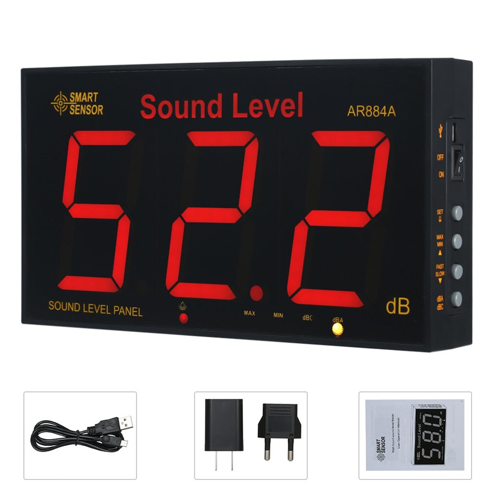 AR884A-medidor de nivel de sonido Digital, dispositivo inteligente montado en la pared con pantalla LCD grande