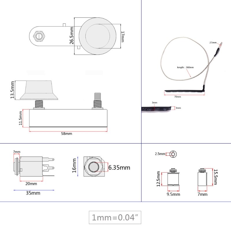 Guitar Violin Simple Pickup Piezo Transducer Bridge with Tone Volume Knob Control Guitar Part Accessories