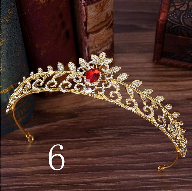 Blau verrotten Grün Hochzeit Haar Zubehör Kristall Tiara Für Bräute Krone Kopf Stück Braut Haar Zubehör Kronen Königin Diadem: 6