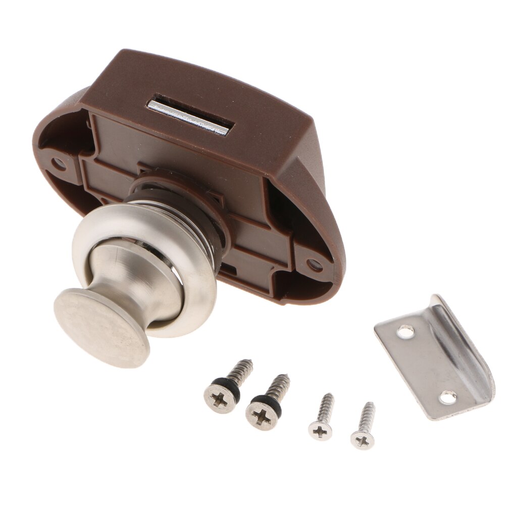 Push Button Catch Door Cabinet Lock Stainless Steel for Boat Horsebox Camper Van - Pearl Nickel