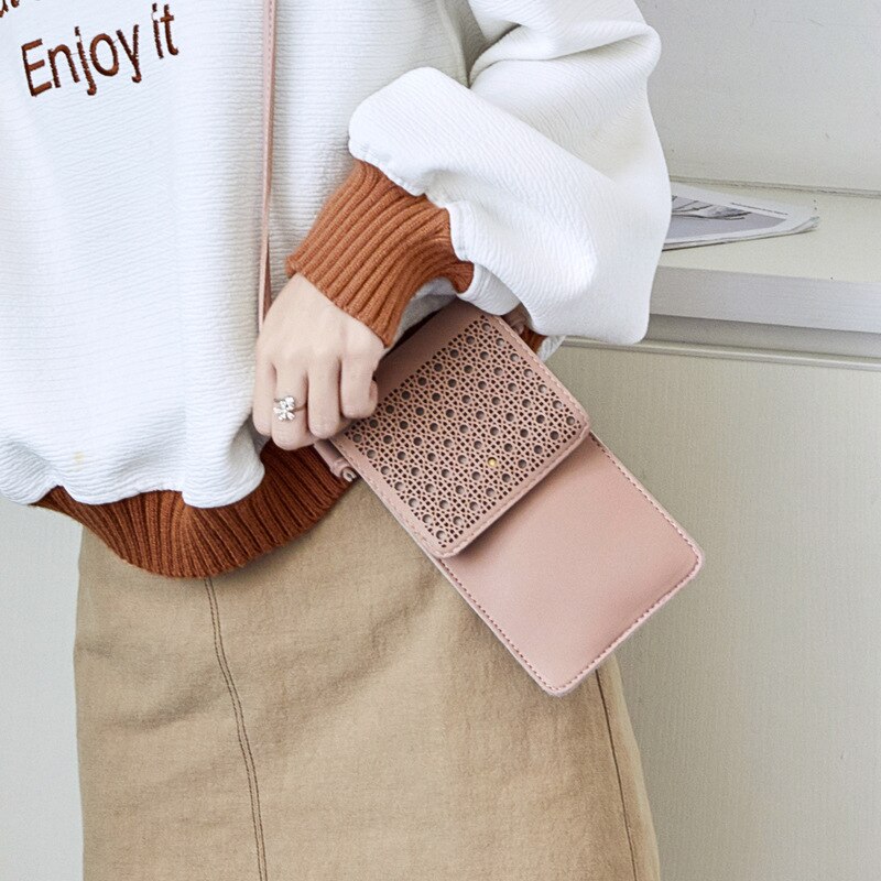 bolso para teléfono móvil con pantalla táctil, cartera para teléfono inteligente, correa de cuero, bolso de mano para mujer, bolso para Iphone X para Samsung S10 y Huawei