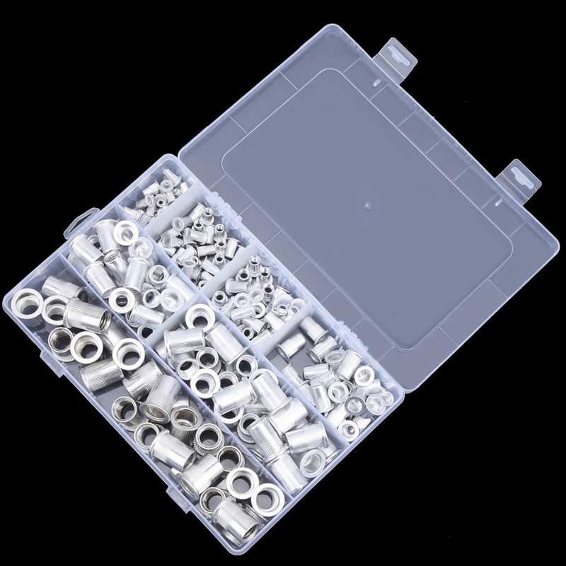 metric threaded inserts 175pcs Rivet Nut Set Flat Head Aluminium Nutsert Assortment with Storage Box Industrial Tool stainless