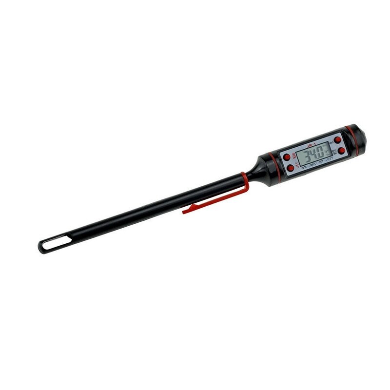 1pc Kitchen food thermometer Digital Probe Oven & Meat Thermometer Timer for BBQ Grill Meat Food Cooking: B Black no battery