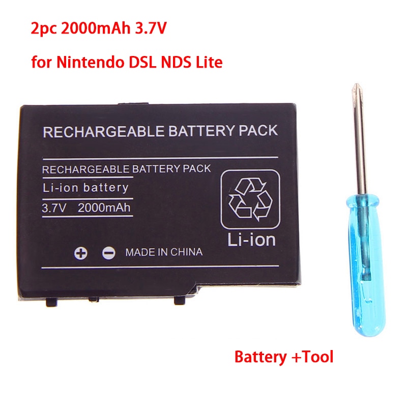 2 Pc 2000 Mah 3.7V Oplaadbare Lithium-Ion Batterij + Tool Pack Kit Voor Nintendo Dsi Batterij Dsl ndsl /Dropshopping
