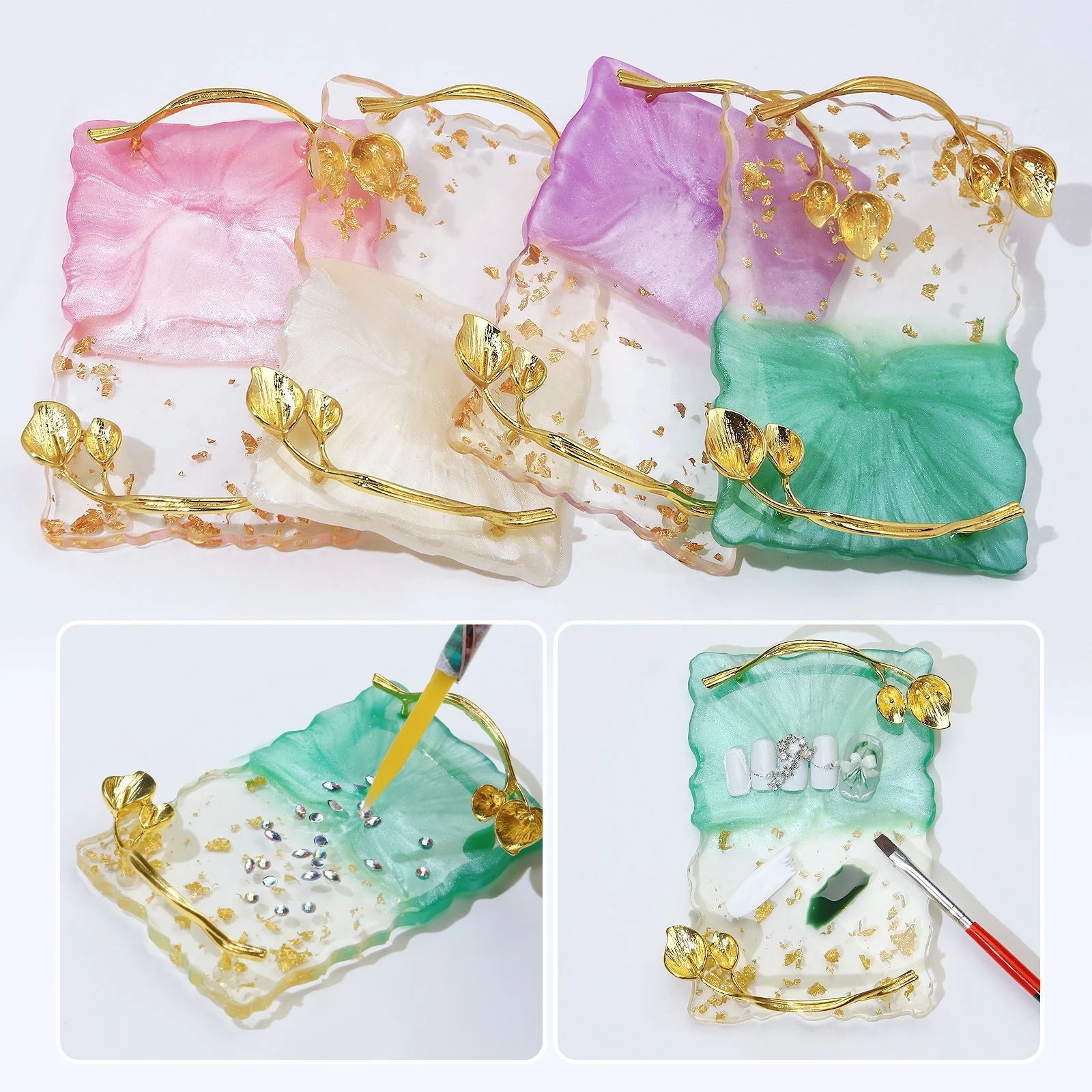 1pcs Paint Palette Resin Agate Stone Nail Art Color Gel Polish Pallet Nail Display Board Showing Shelf Manicure Tool