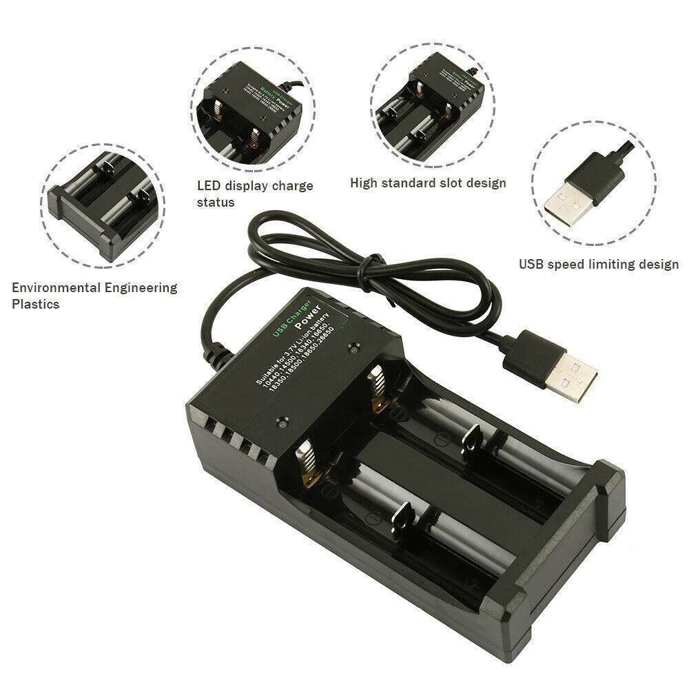 18650 Usb Batterij Lader Snel Opladen Dual Voor 3.7V 16340 14500 26650