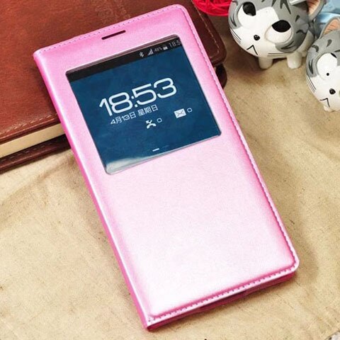 Flip Cover Leather Case Voor Samsung Galaxy S5 S 5 Galaxys5 Samsungs5 SM G900 G900F G900FD SM-G900F SM-G900 Smart View telefoon Case: Light pink