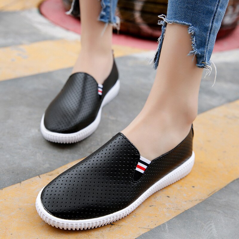 Sommer kvinder casual flade sko slip on flats håndlavede sko loafers mocassin flade damesko off white sko