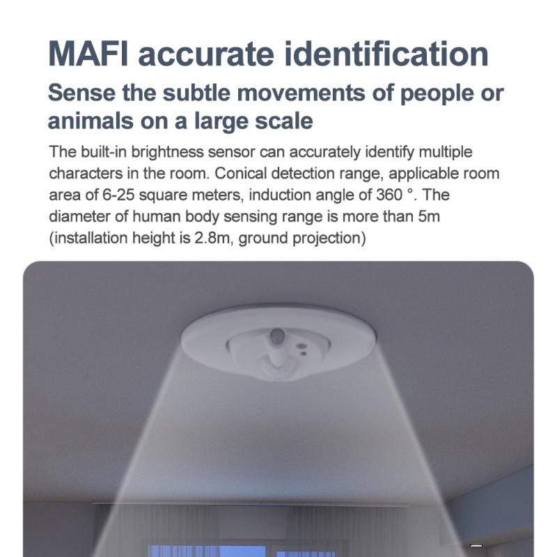 Tuya Smart ZigBee Ceiling-mounted Smart Human Presence Sensor Human Body Motion Detection Sensor Smart Home APP-key Control