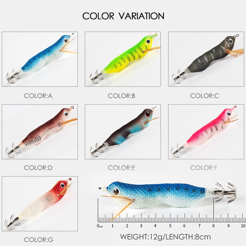 LETOYO – appât lumineux pour la pêche au calmar, leurre pour attraper des poissons tels que les seiches, 80mm, 12g turlutte calamar turlutes peche au calamar turluttes peche aux calamar