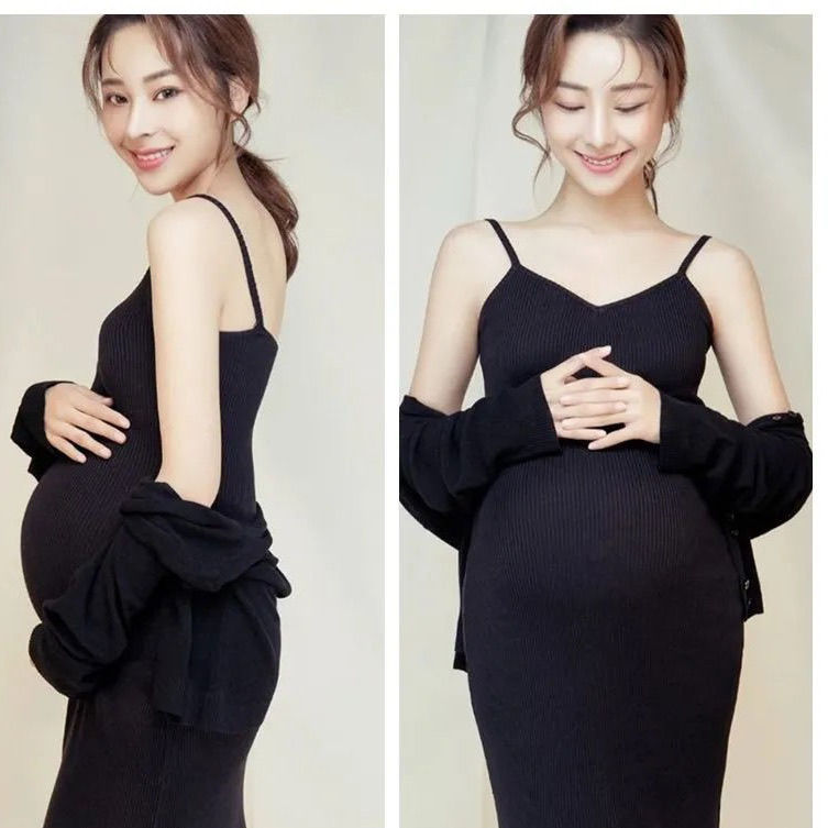 Ropa de fotografía de maternidad, cárdigan, falda para fotos, ropa de maternidad, vestido para sesión de fotos de embarazo: set 2 / XL 70kg-85kg