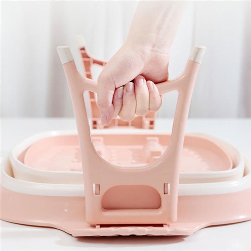 1pc cm grote plastic voetenbad voor huishoudelijk gebruik, opvouwbare voetenbak, plastic voetenbad voor huishoudelijk gebruik met massagerol (roze)