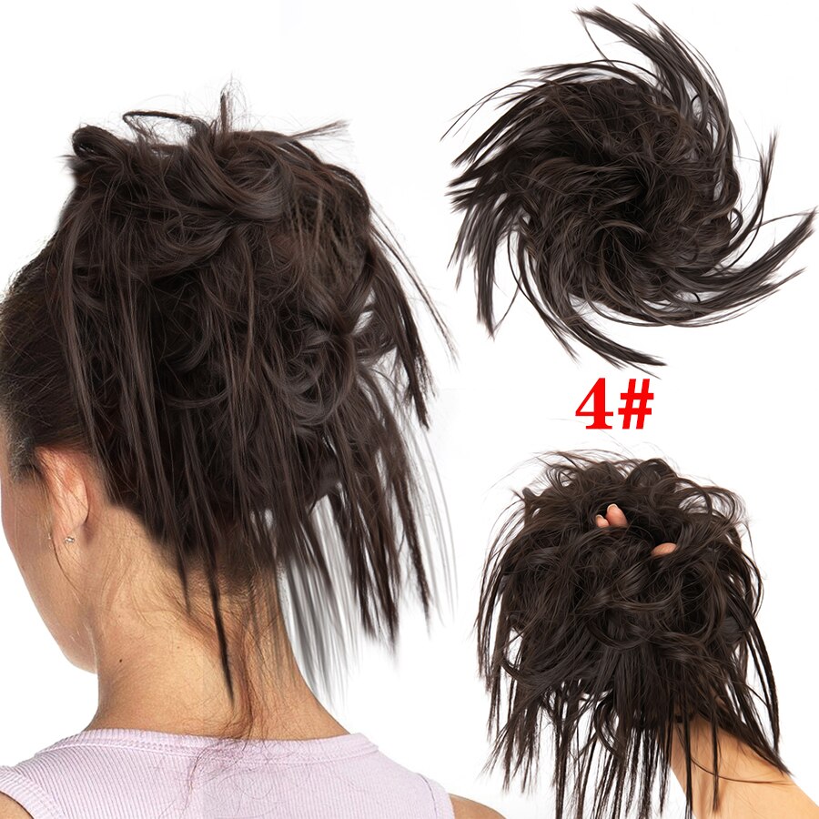 Alileader Synthetische Chignon Messy Knot Warrige Haarstukje 13 Kleur Elastische Band Chignon Synthetische Flexibele Haar Broodjes Voor Vrouwen: 4 jiwei