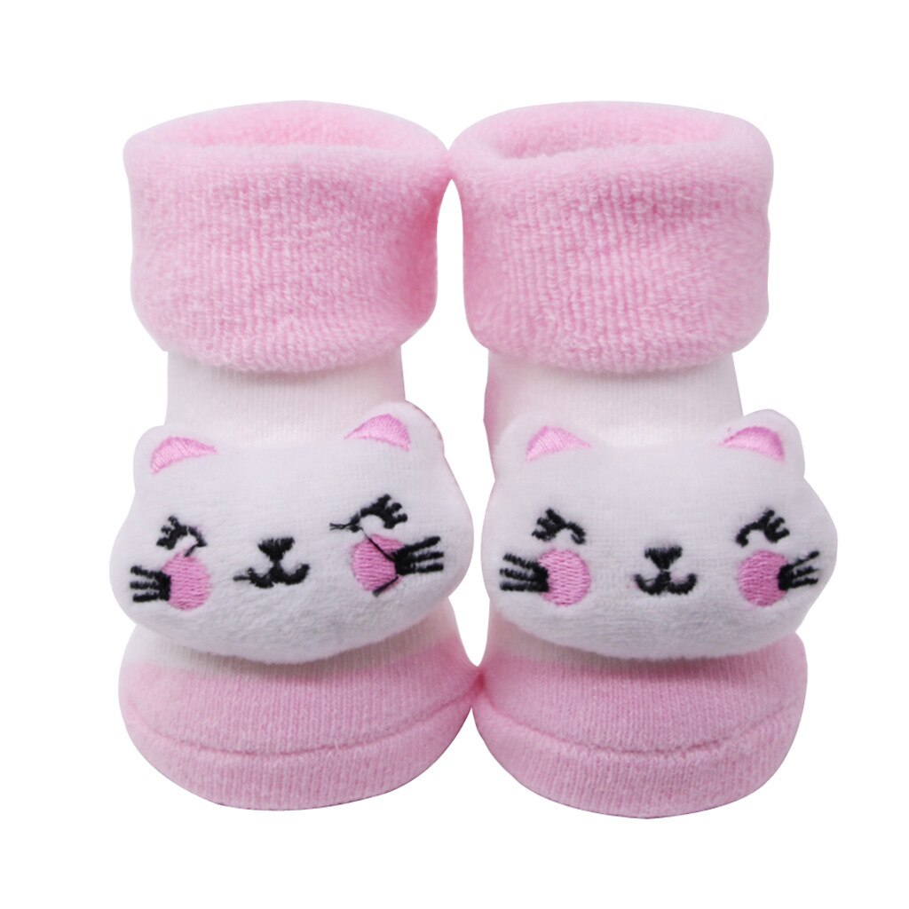 Baby Socks носки Newborn Baby Boys Girls Soft Seamless Cotton Non-slip Socks Cute Cartoon Bell Socks носки детские Free Ship: Pink 