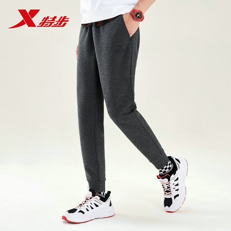 Xtep sport strikkede bukser herre høst slank passe sportsbukser tenåringe elastisk midje fritid joggebukser herre 881429639256