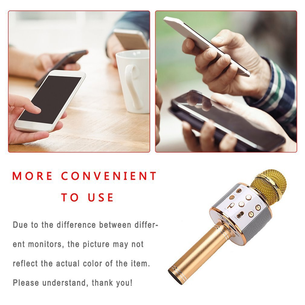 Wireless Karaoke Microphone Bluetooth Handheld Portable Speaker Home KTV Player with Dancing LED Lights Record Function for Kids