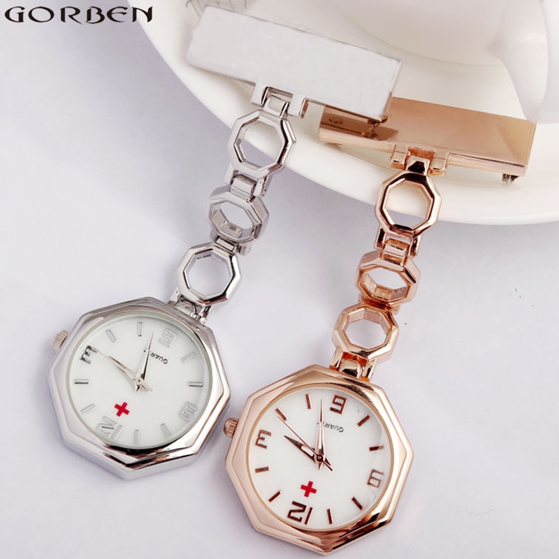 Paramedic Brooch Clip-on Rose Gold Silver Fob Nurse Pocket Watch Stainless Steel Nursing Clock For Doctors Medicals