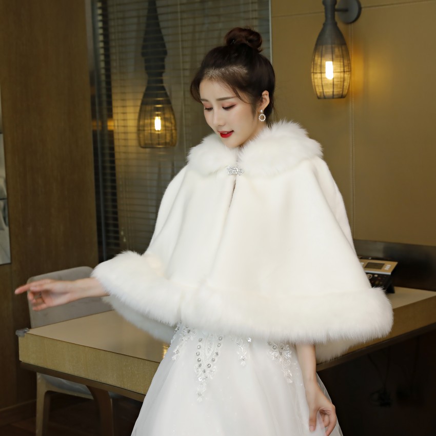 mariage veste femmes fausse fourrure boléro mariée châles à envelopper hiver écharpe