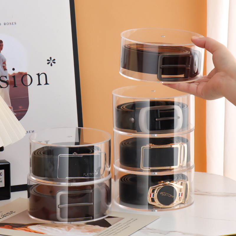 Vetrina trasparente per organizer da cintura multistrato rotante per cinture da donna, collane, gioielli, cravatte e papillon