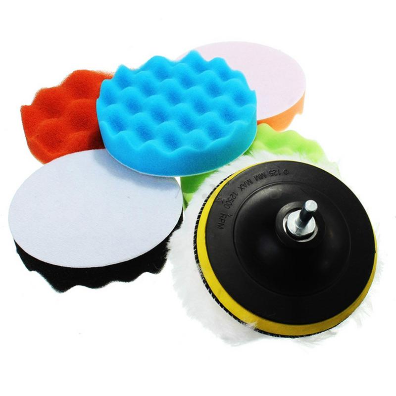 3 Inch/5 Inch Polishing Sponge Kit With Drill Adapter Wool Wax Pads Set Of 7 Polishing Pads For Car Polisher Hair Removal
