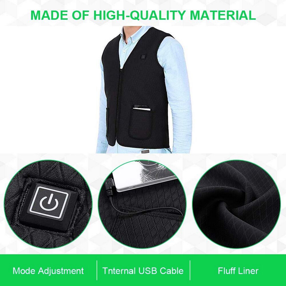 5 Areas Heated Vest Men Women Winter Electrical Heated Sleevless Jacket Daily Life Outdoor Thermal Clothes Best Winter