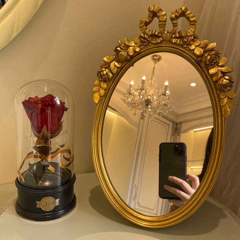 Stand Desktop Spiegel Grote Home Decoratie Elegante Milieuvriendelijke Goud Vintage Barokke Muur Gemonteerde Spiegel Voor Slaapkamer Artistieke