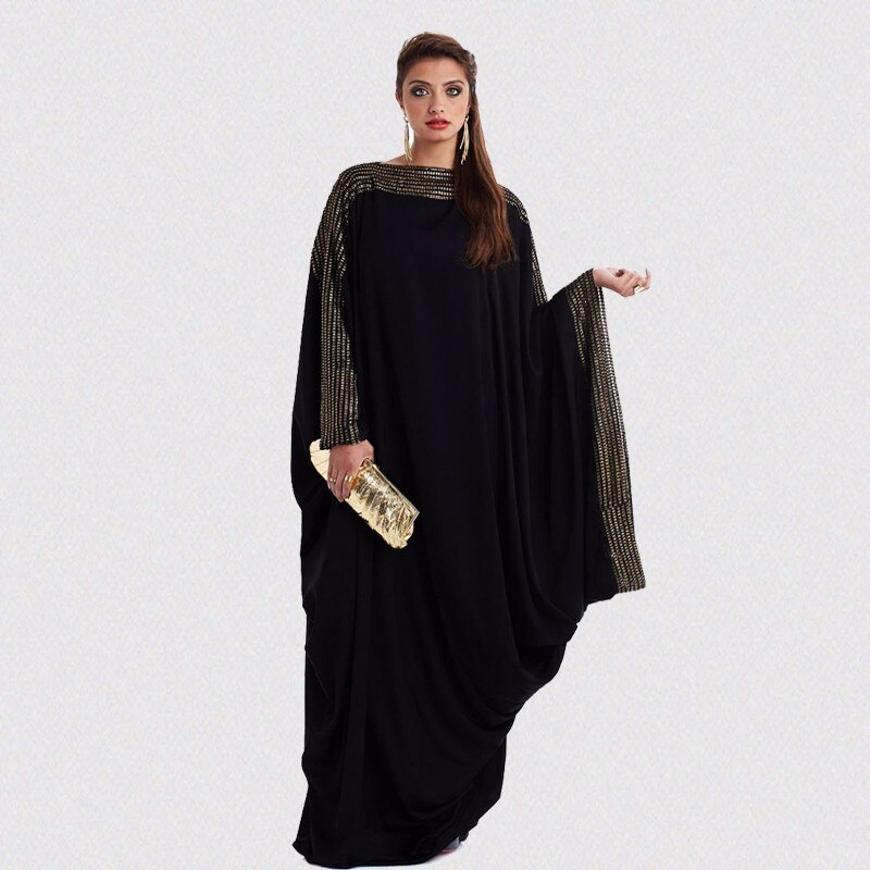 Muslimische Marokkanische Kaftan Abaya Hijab Kleid Frauen Batwing Hülse Ramadan Islamische Clohing Djellaba Jilbab verlieren Kleid Musulman Ropa