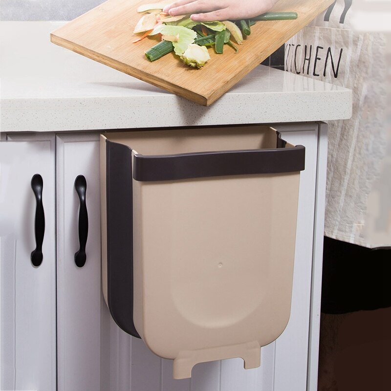 Poubelle pliante de cuisine, poubelle pratique suspendue pour toilettes, poubelle de rangement en Silicone pour voiture