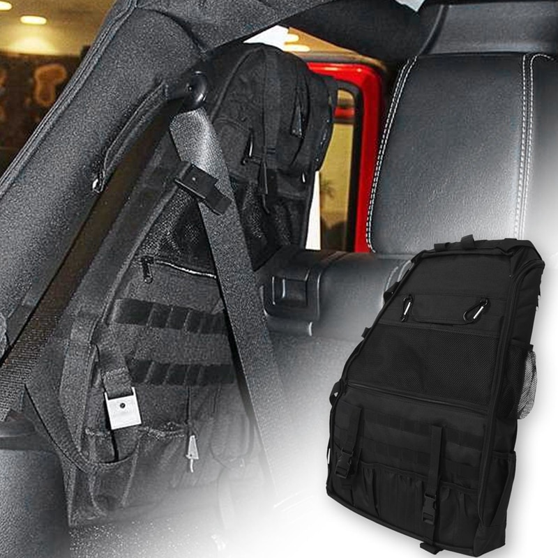 Roll Bar Storage Bag Cage for 2007 Jeep Wrangler Jk Rubicon 4-Door with Multi-Pockets & Organizers & Cargo Bag Saddlebag To