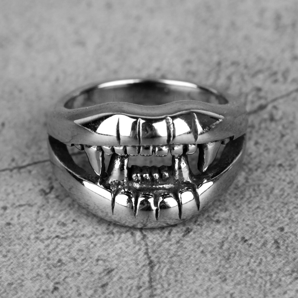 Anillos de acero inoxidable con dientes de boca de diablo para hombre, joyería Punk Rock con personalidad para motorista, novio, ,