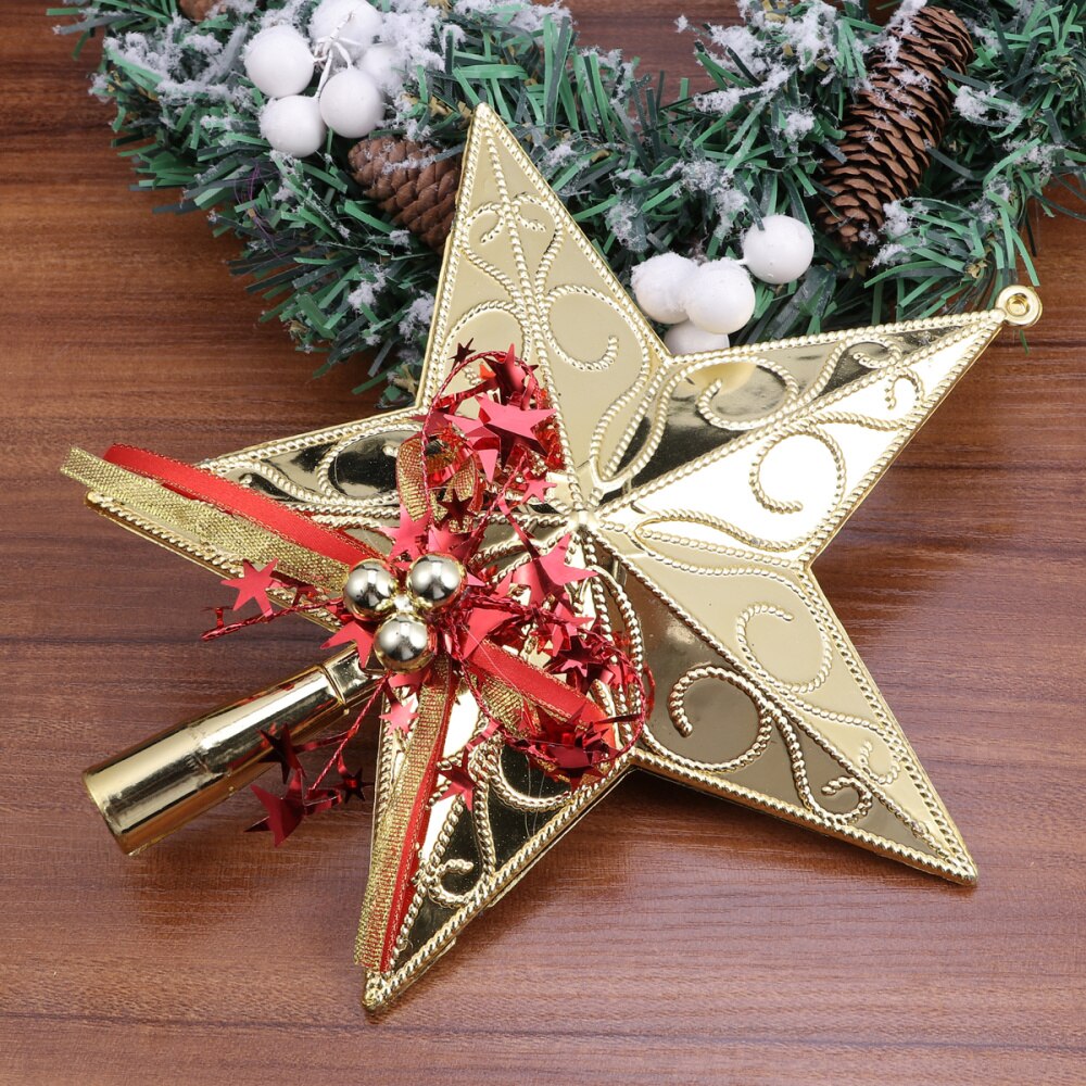 20cm Christmas Tree Star Topper Glittering Christmas Tree Decoration Ornaments (Golden): Golden