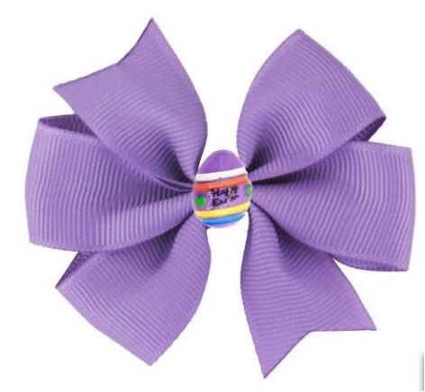 60pcs/ 3.5" Easter Day Eggs Hair Bows for Girls Solid Ribbon Easter Eggs Bowknot Hair Clip Kids Hairgrips Hair Accessories: color 3
