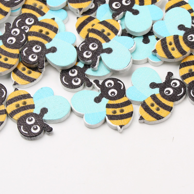 Boutons en bois d'animaux à 2 trous, 20 pièces, abeille mignonne, pour accessoires de couture, vêtements, couture, Scrapbook, artisanat de décoration: Argent Antique
