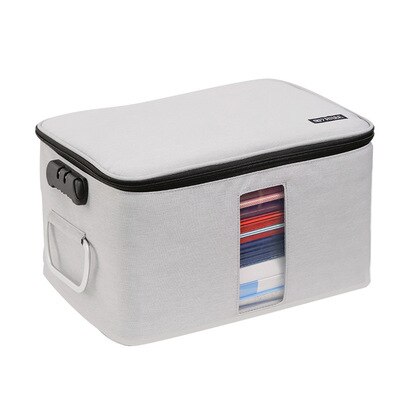 Large Capacity Document Organizer Bag With Lock Portable Card Bag Travel Storage Box For Important File Multi-Function Case: Gray-A