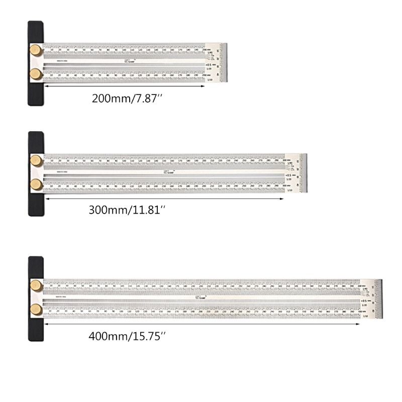 200/300/400mm Marking T-Rule Rules Woodworking Scriber Marking Rule Gauge Ruler C90A