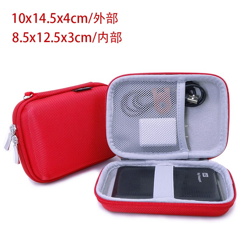Carrying Case For Portable External Hard Drive bag For Seagate Expansion Backup Plus Slim,WD My Passport Ultra Toshiba: red
