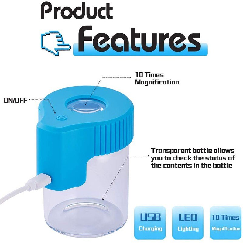 LED glass luminous jar, transparent frosted storage box, storage tank